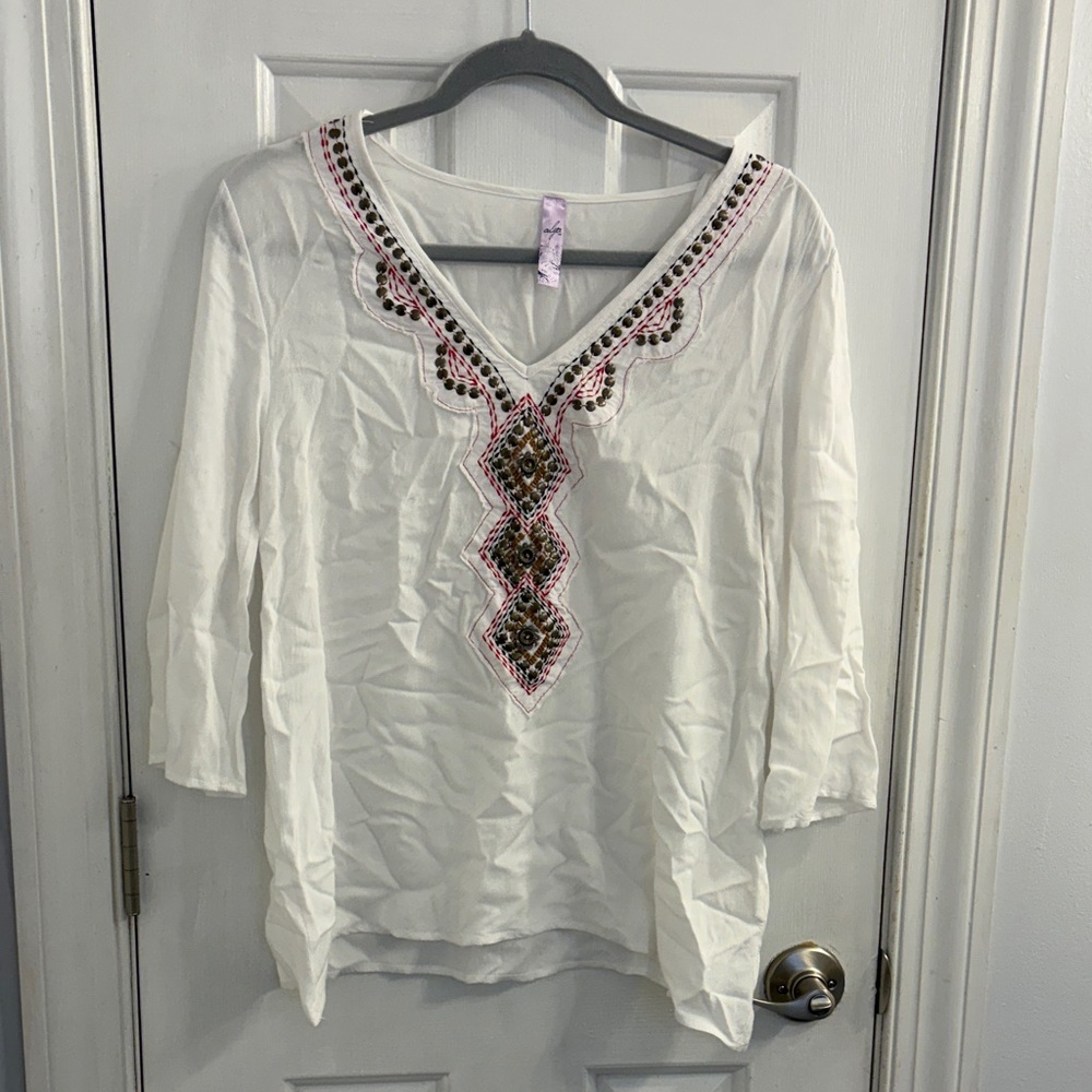 Alya White Tunic with Copper Detailing